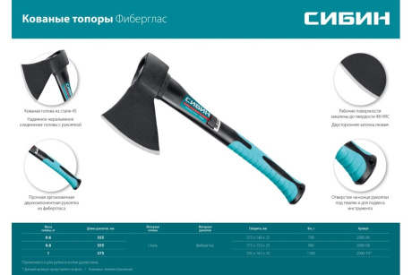 Купить Топор СИБИН кованый фибергласс 1000/1180г 430мм 2080-10 фото №7